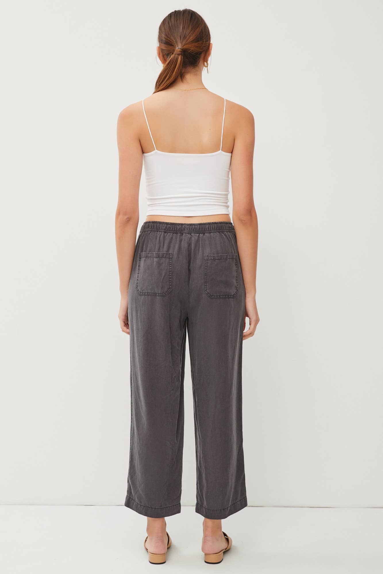 Tencel Wide Leg Pants | Charcaol