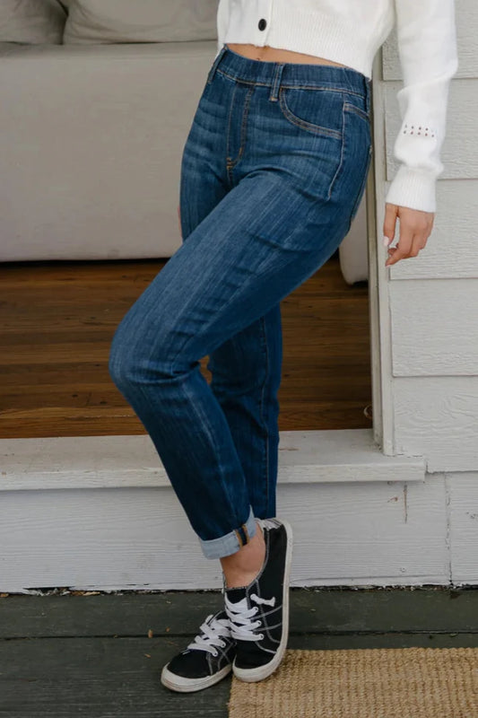 High Waist | Slim | Pull-On Double Cuff Jeans