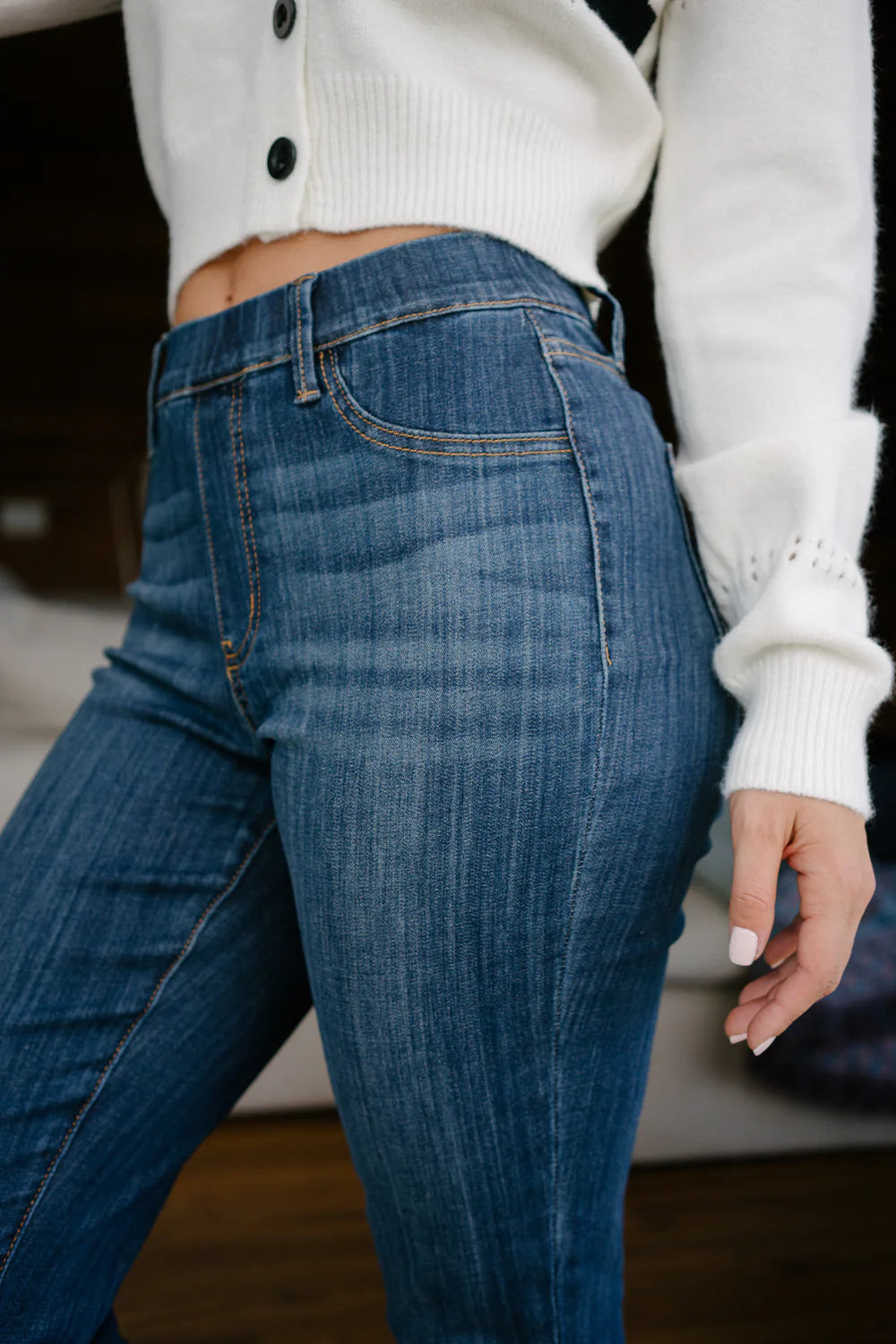 High Waist | Slim | Pull-On Double Cuff Jeans