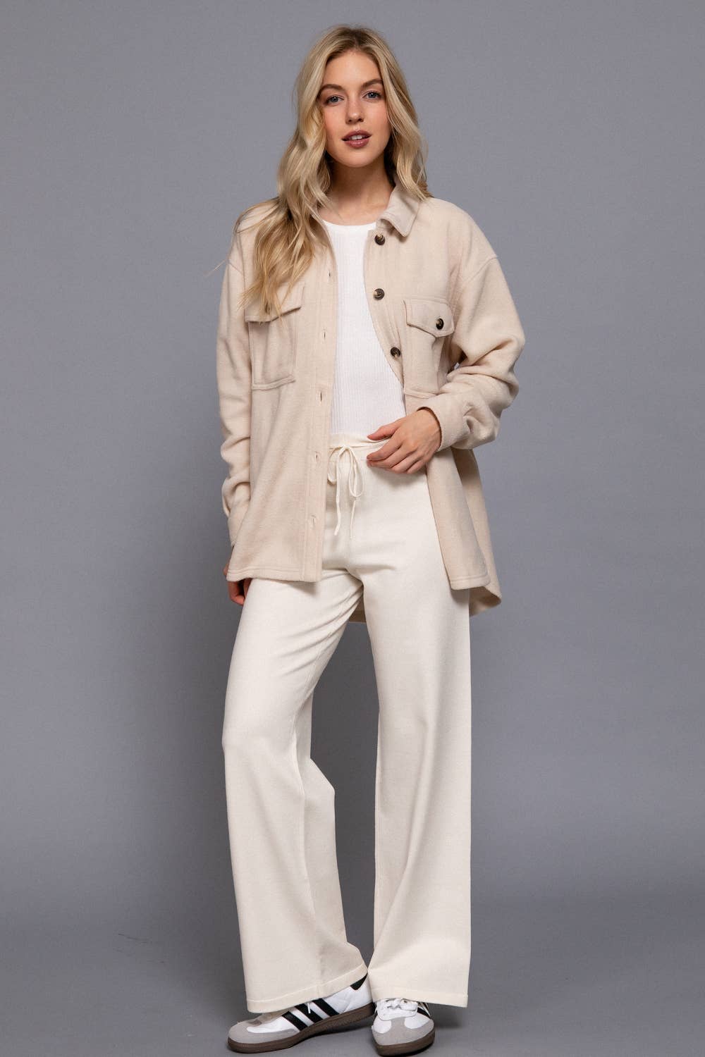 Cream Fleece Shacket