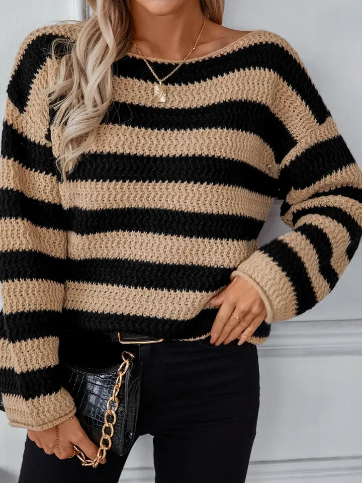 Striped Boat Neck Sweater