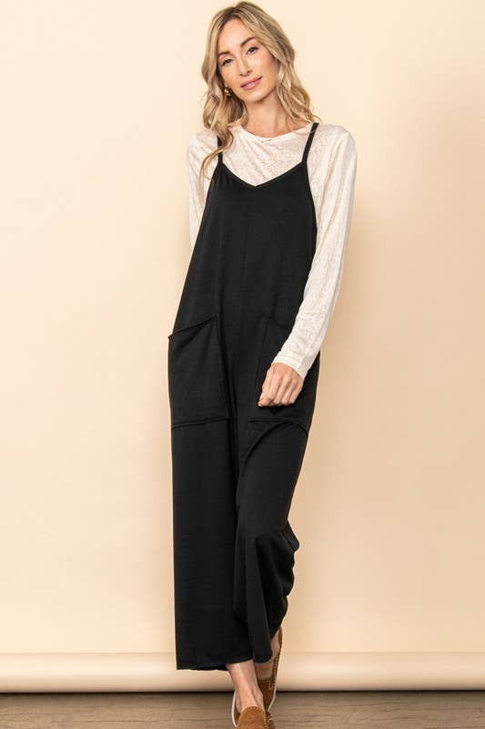 French Terry Front Pocket Overall Jumpsuit