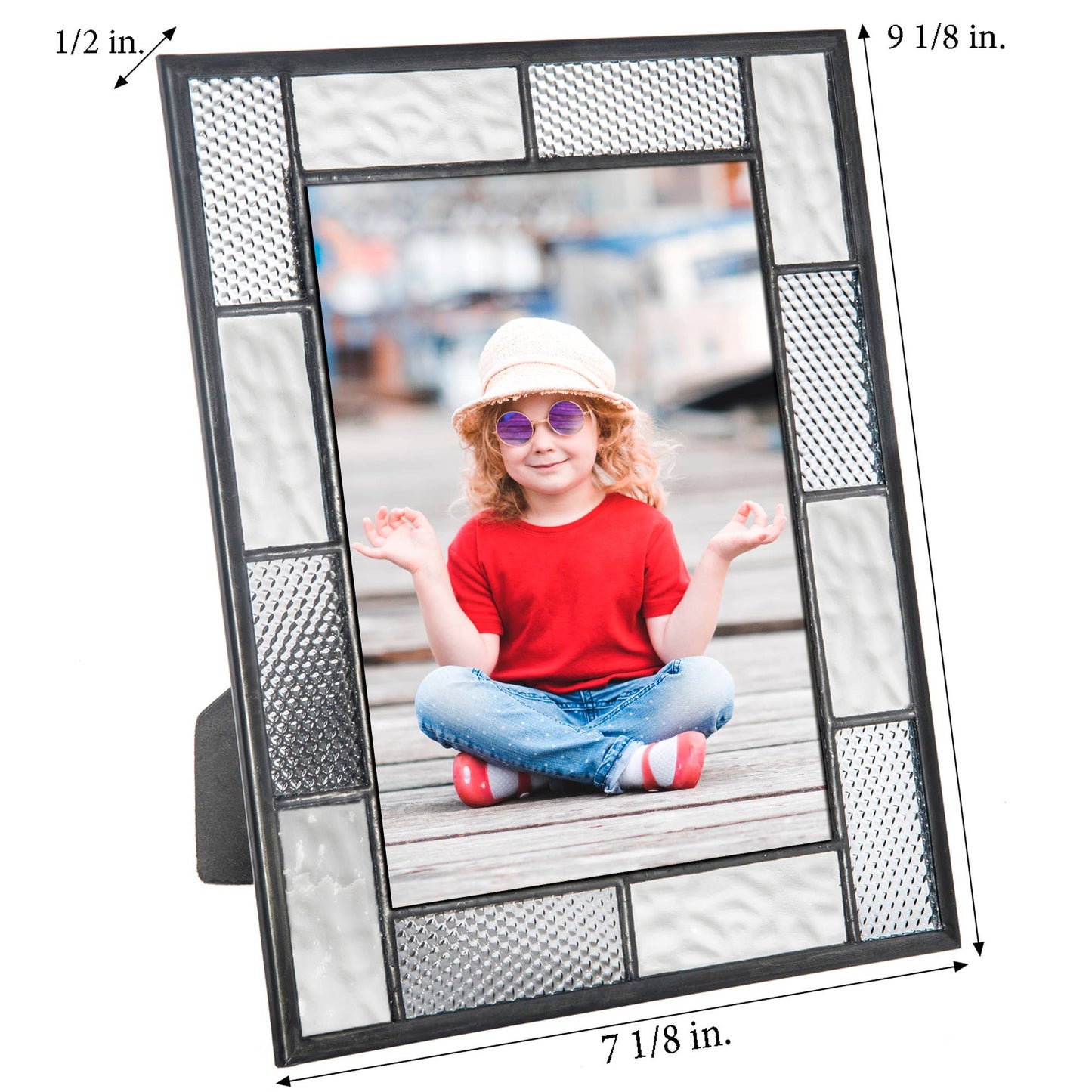 Grey and Clear Stained Glass Picture Frame