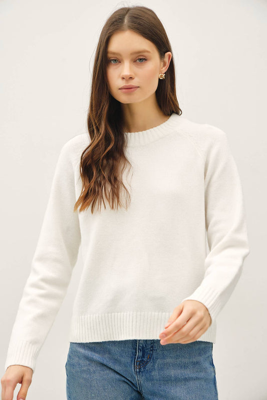 Ribbed Detail Classic Crewneck Sweater