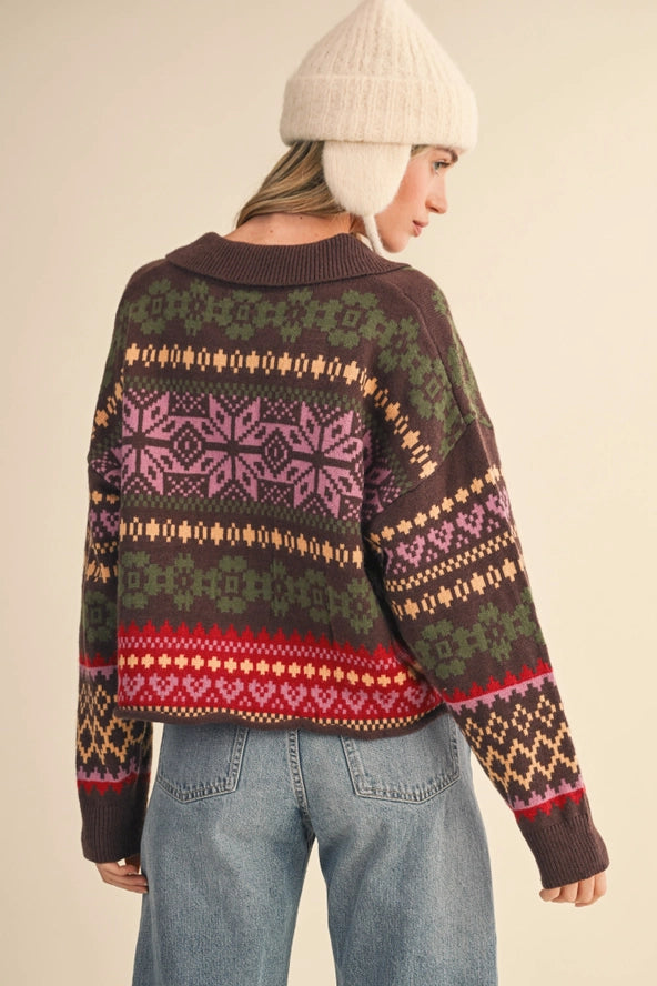 Fair Isle Sweater Cardigan