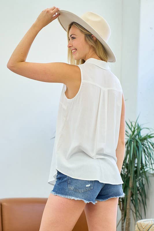 Sleeveless Button Down Tank