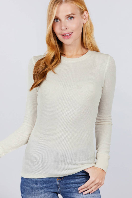 Crew Neck Thermal Knit Top