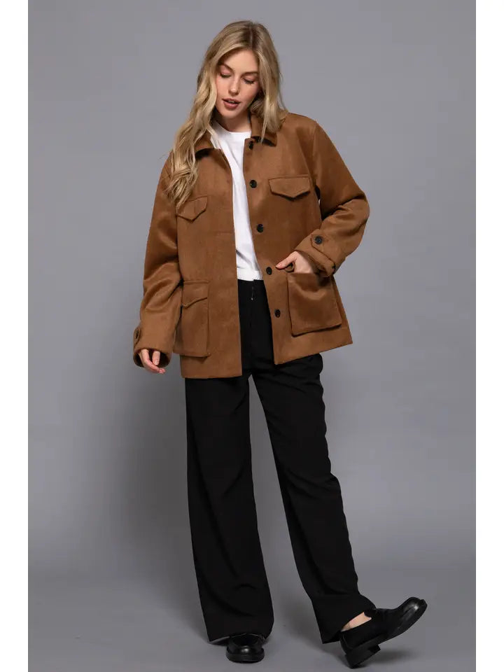 Felt Shacket | Camel