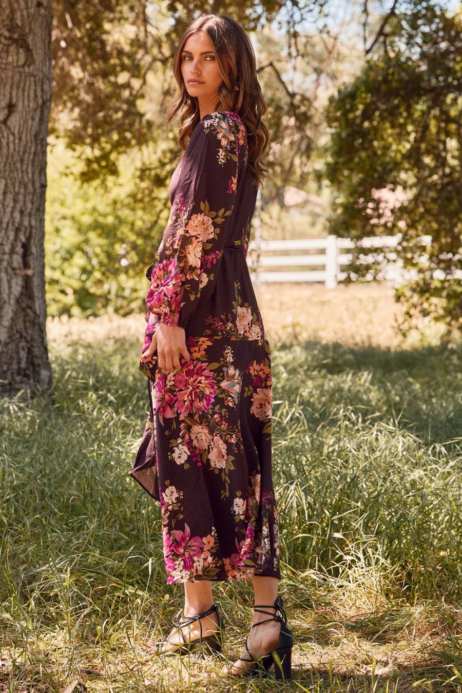 Floral Wrap Midi Dress