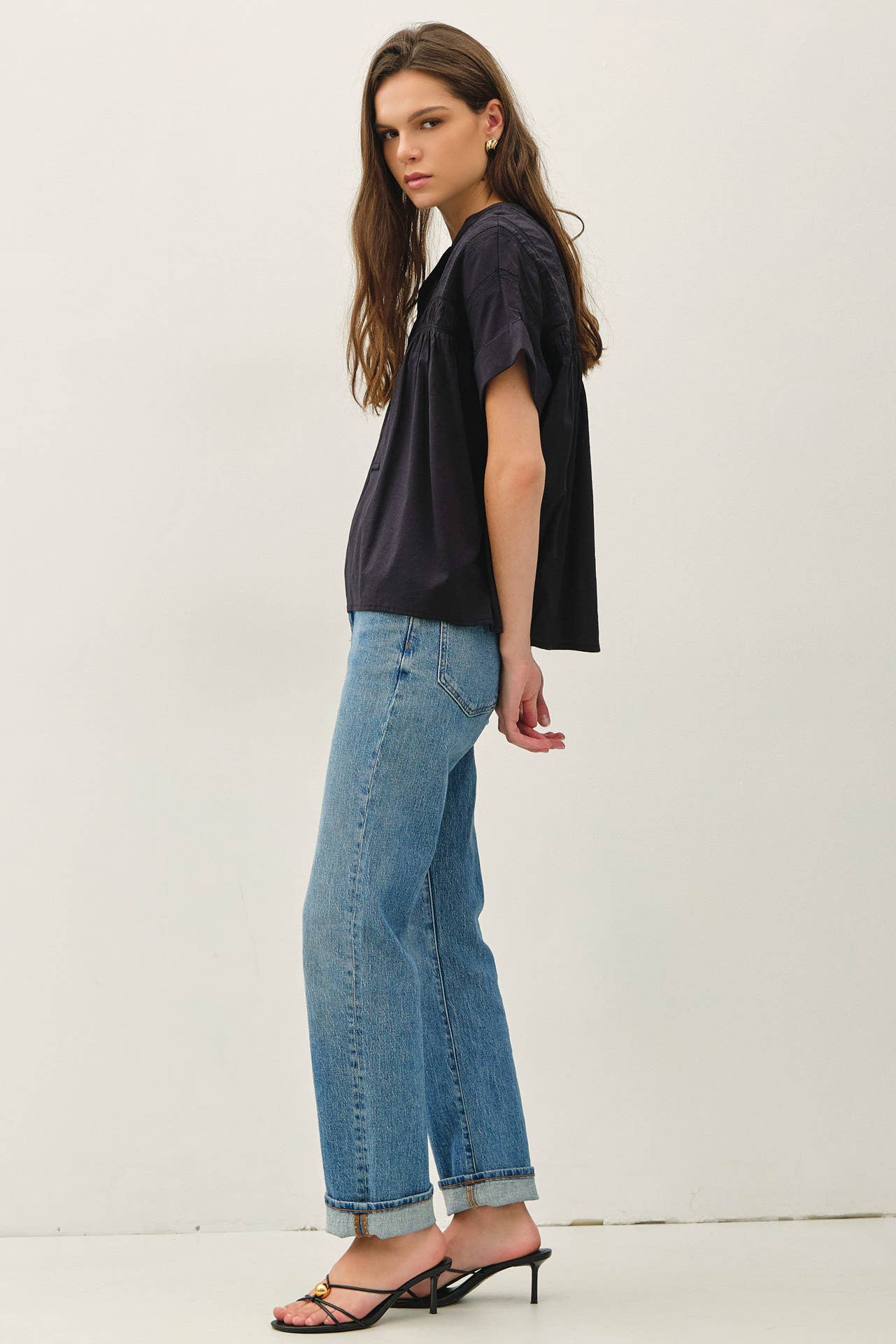 Eyelet Laced Dolman Sleeve