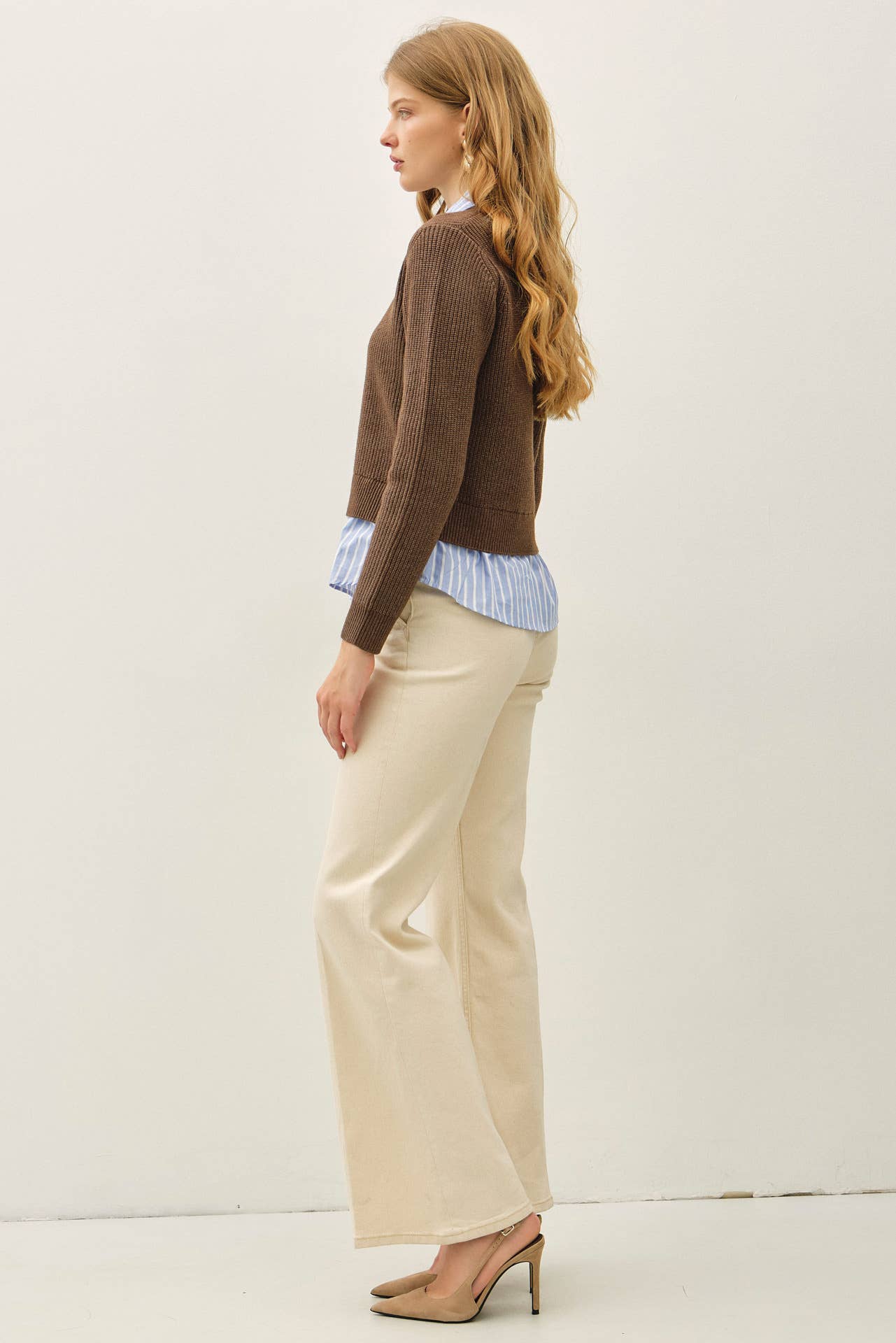 Layered Look Cardigan | Brown