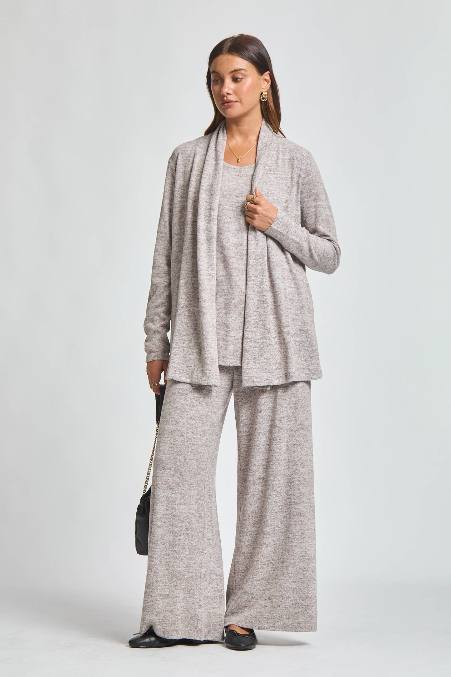 Soft Tank + Cardigan + Relaxed Pants Set