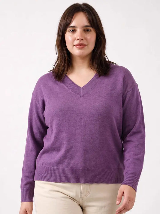 Plus Exclusive| V-Neck Sweater