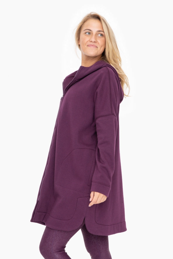 Longline Zip-Up Jacket with Hood