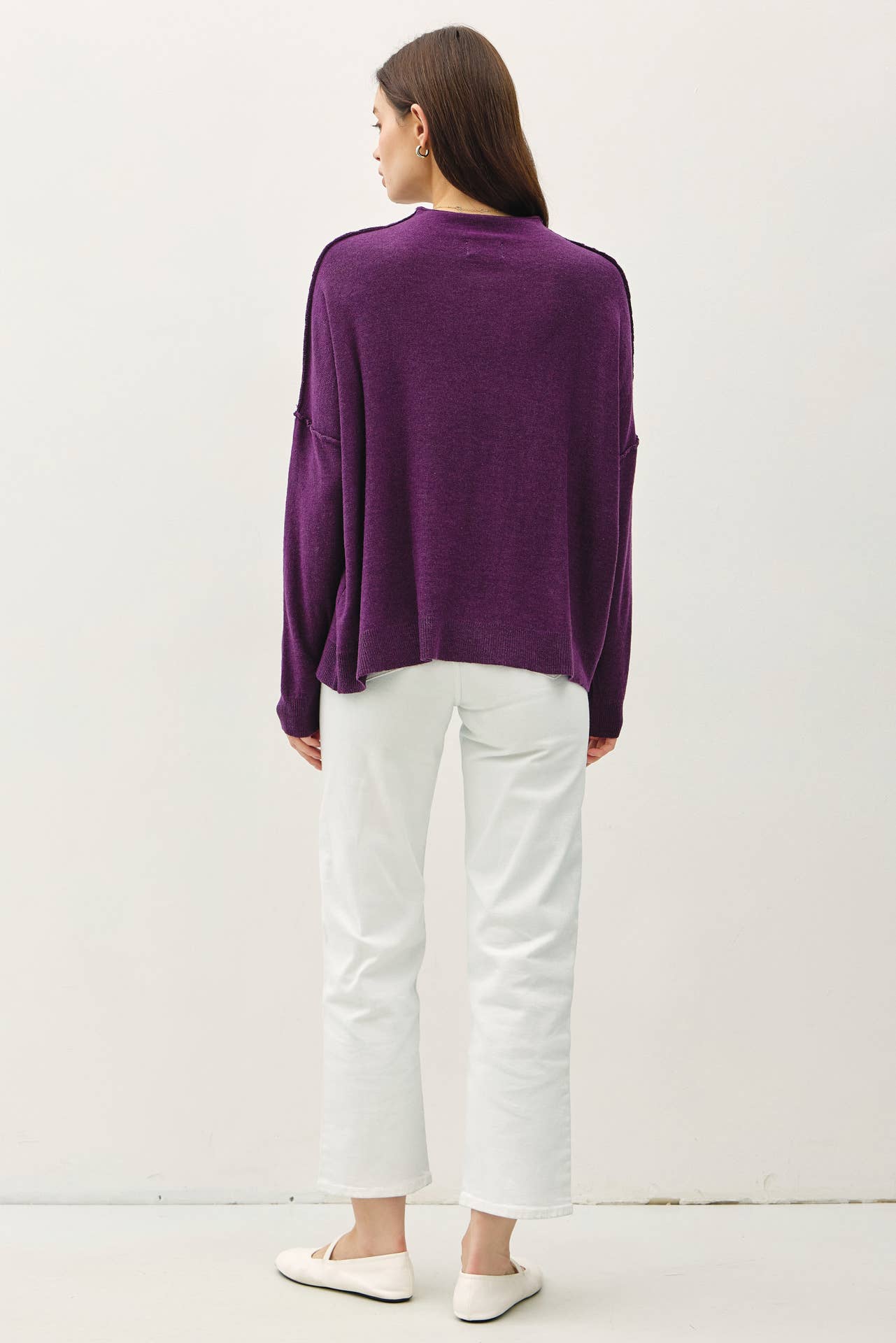 Oversized Mock Neck Sweater | Plum