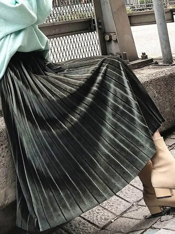 Pleated A-Line Skirt