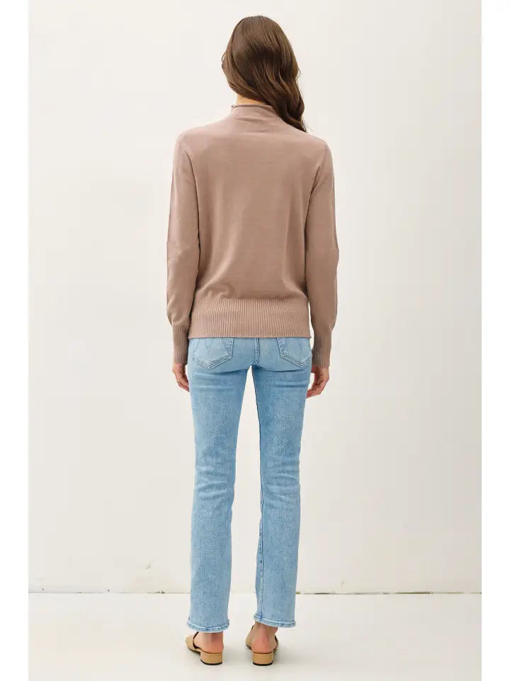 Raw Edge Mock Neck Sweater | Mocha