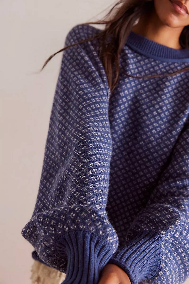 Jacquard Crew Neck Sweater