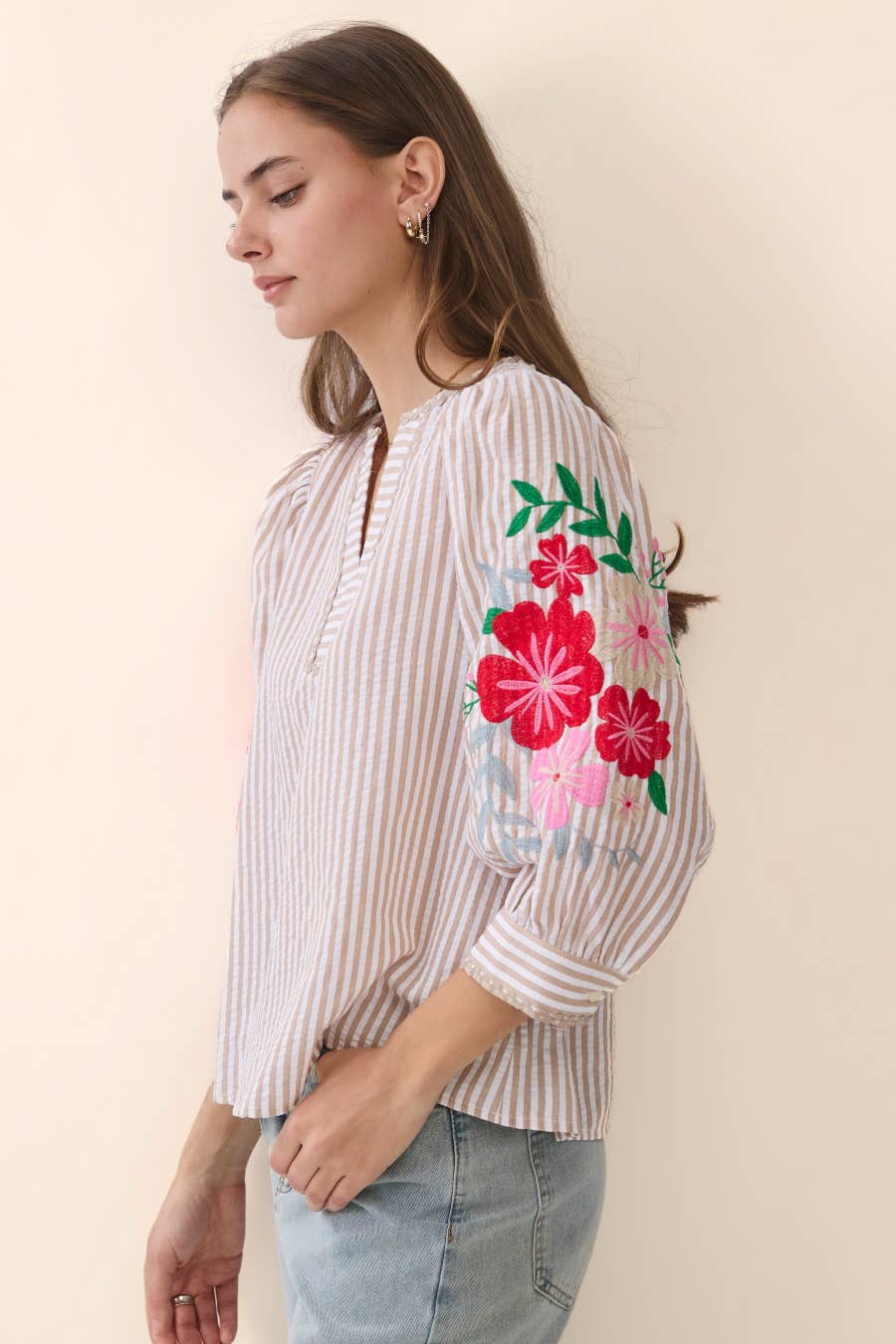 Stripe Blouse | Taupe