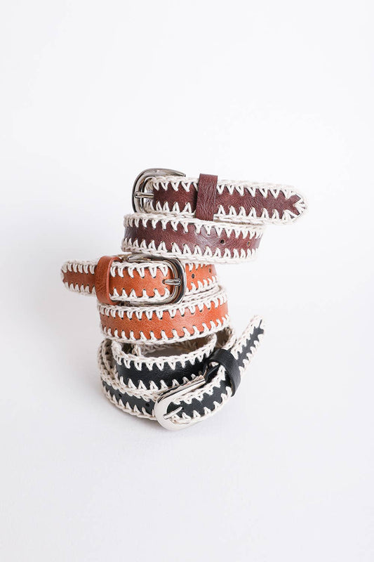Crochet Vegan Leather Belt