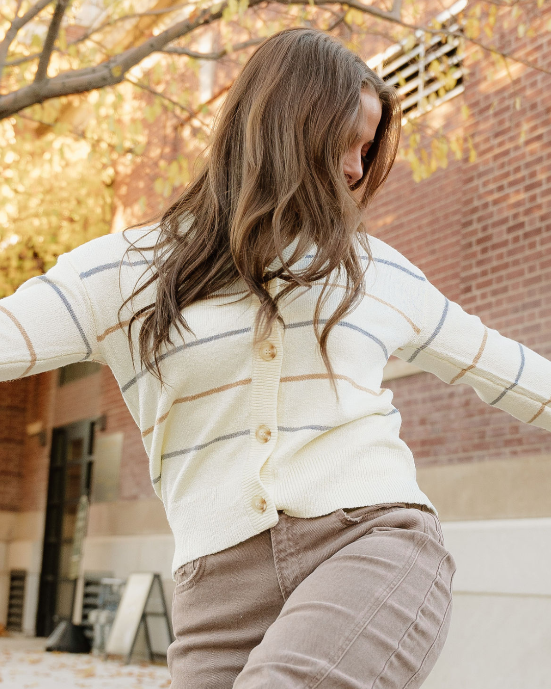 Lily Striped Neutral Cardigan