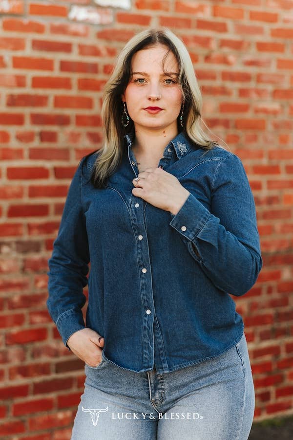Dark Mineral Wash Button Down Shirt