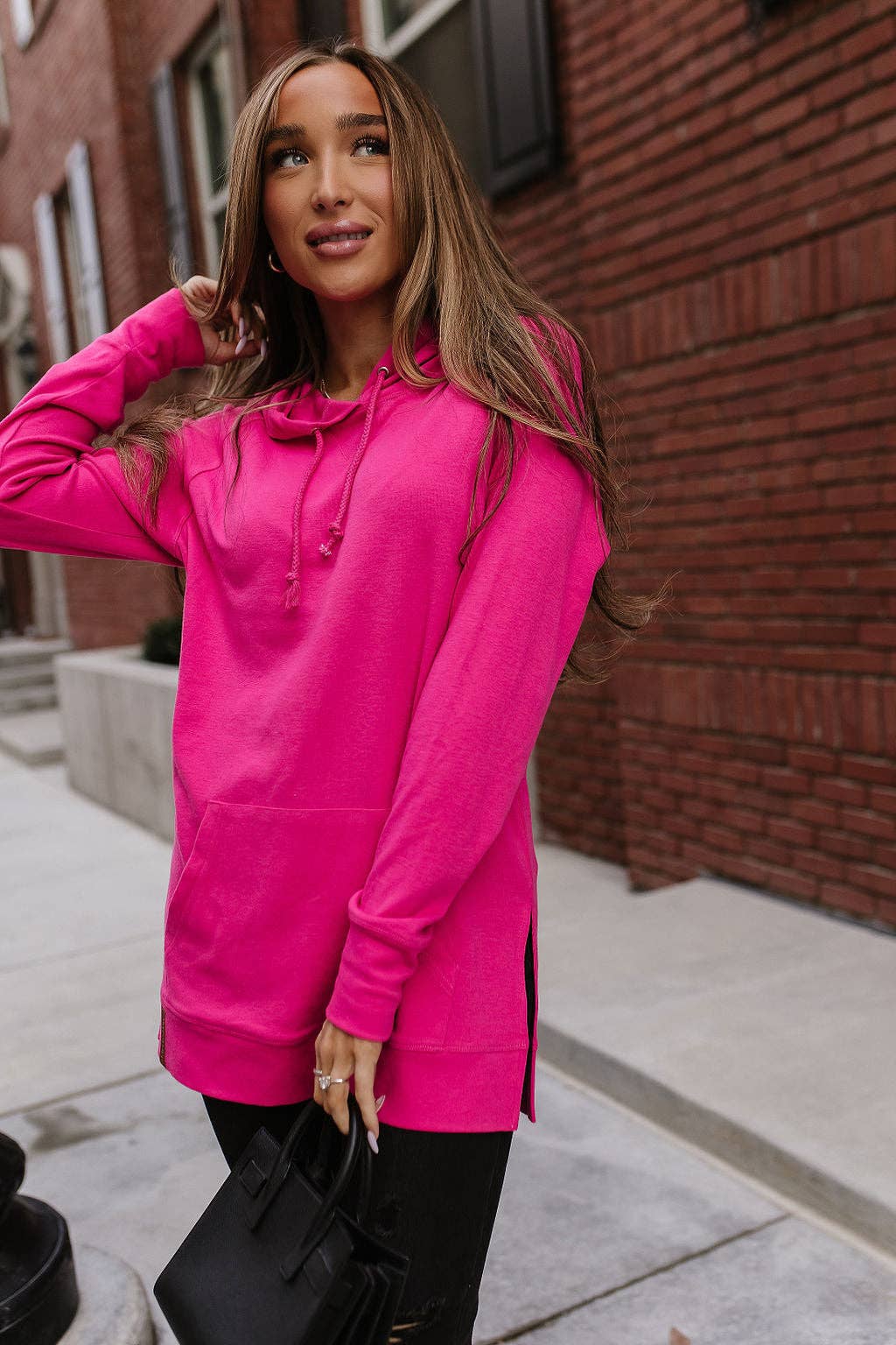 Sideslit Hoodie | Hot Pink