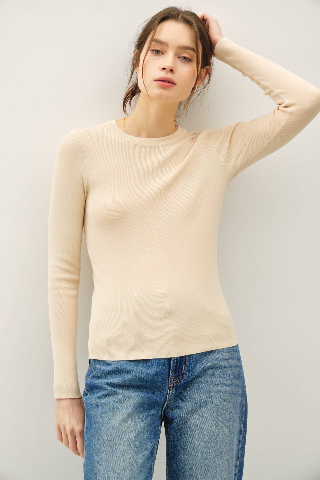 Solid Rib Knit Pullover
