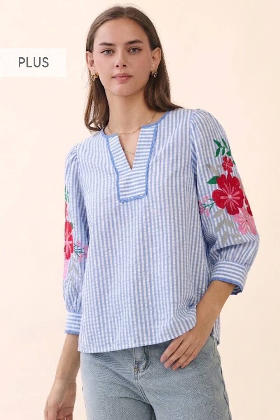 Plus Stripe Blouse