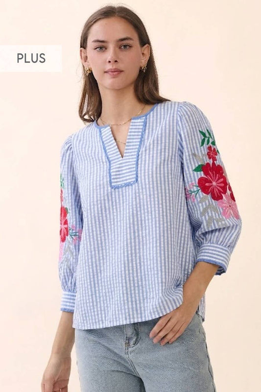 Plus Stripe Blouse