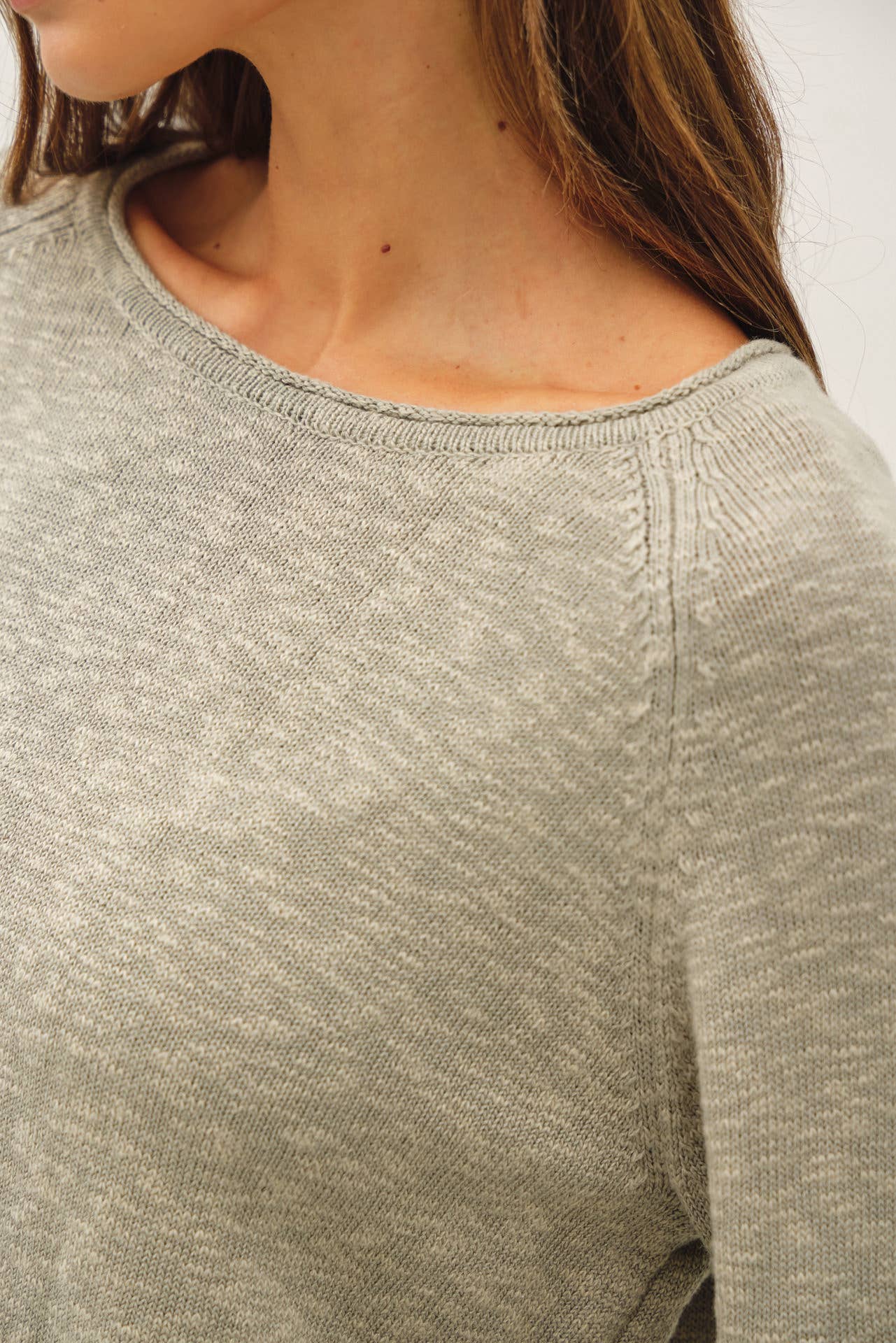 Raglan Sleeve Slub Pullover Sweater | Dusty Sage