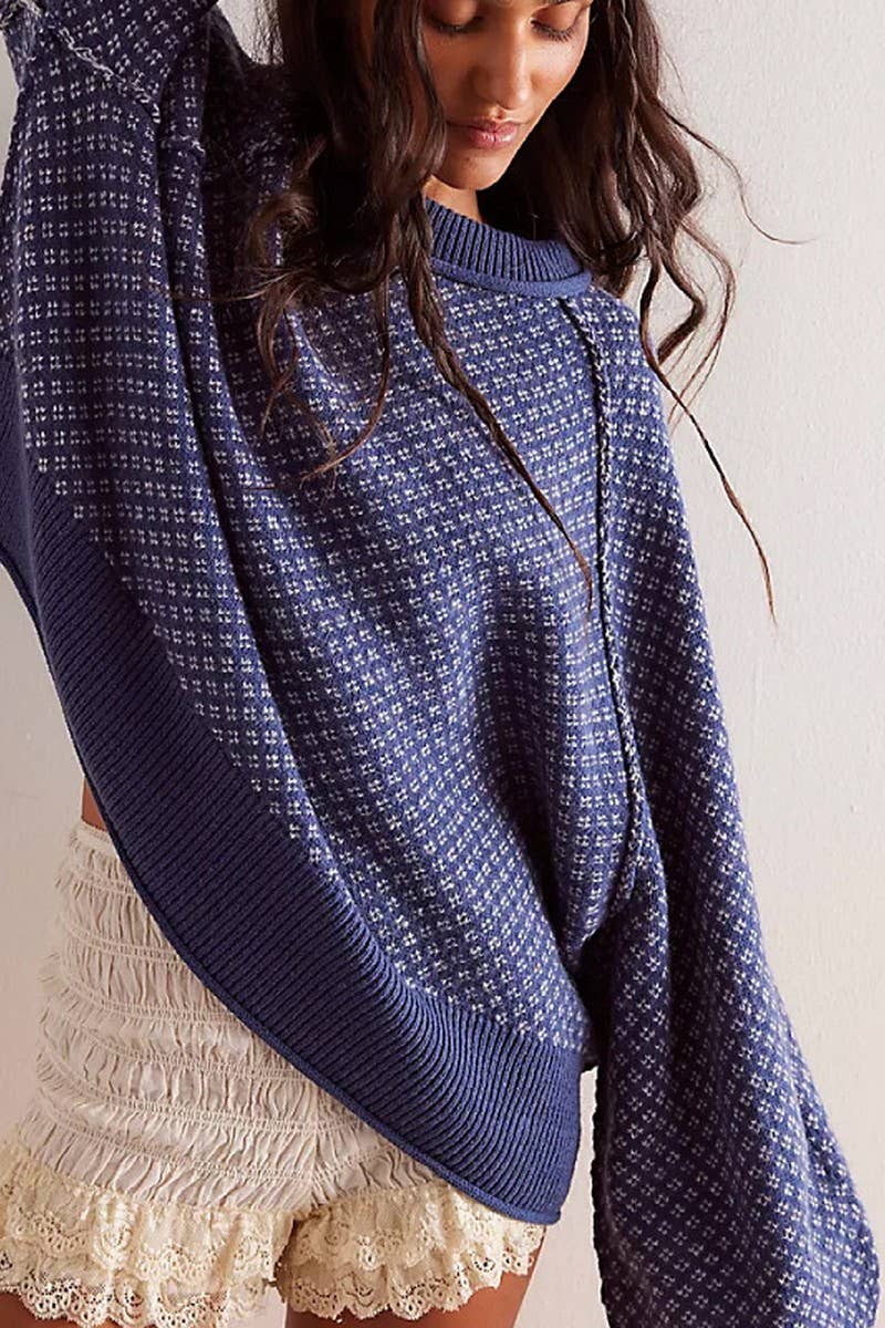 Jacquard Crew Neck Sweater