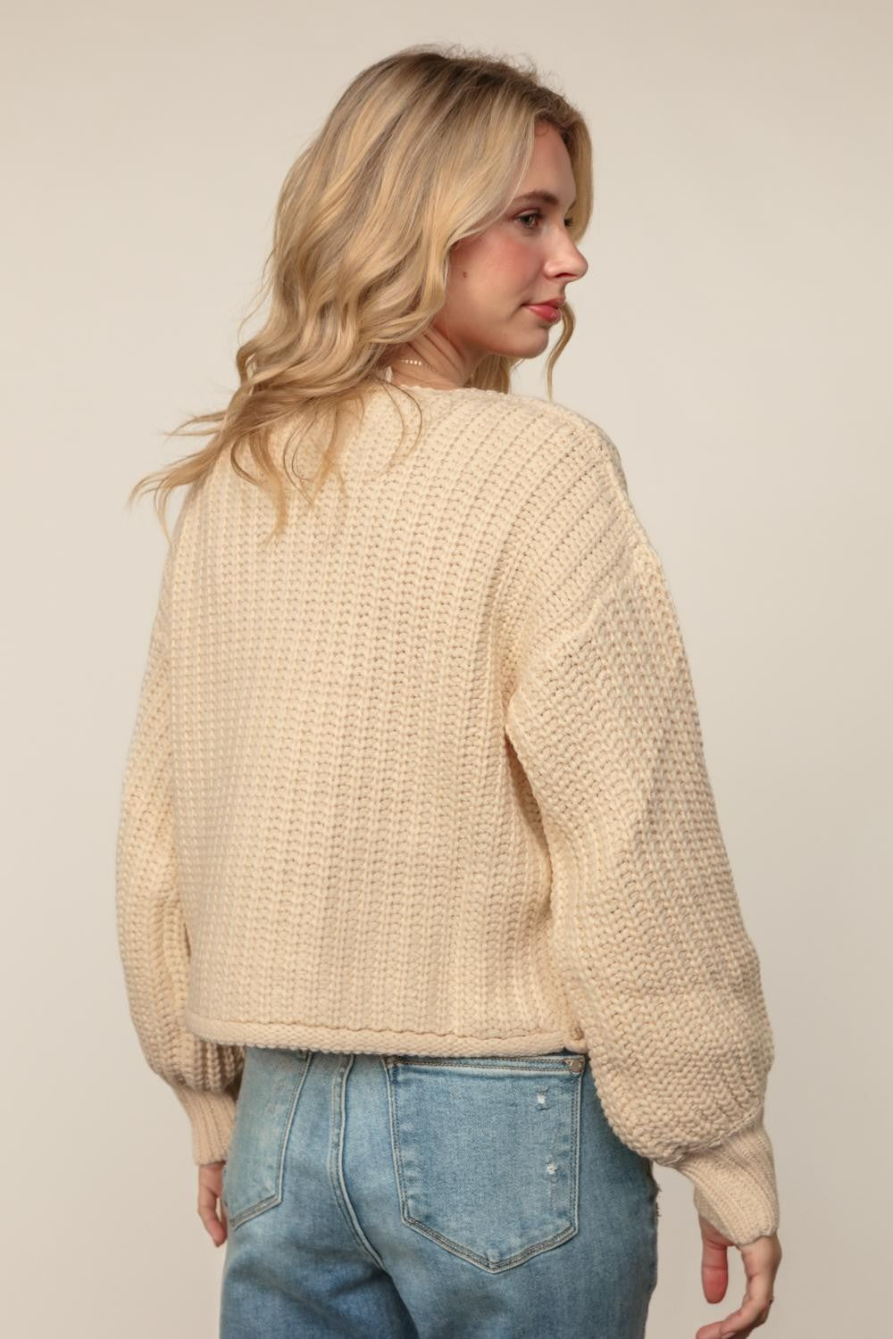 Gold Button Chunky Cardigan