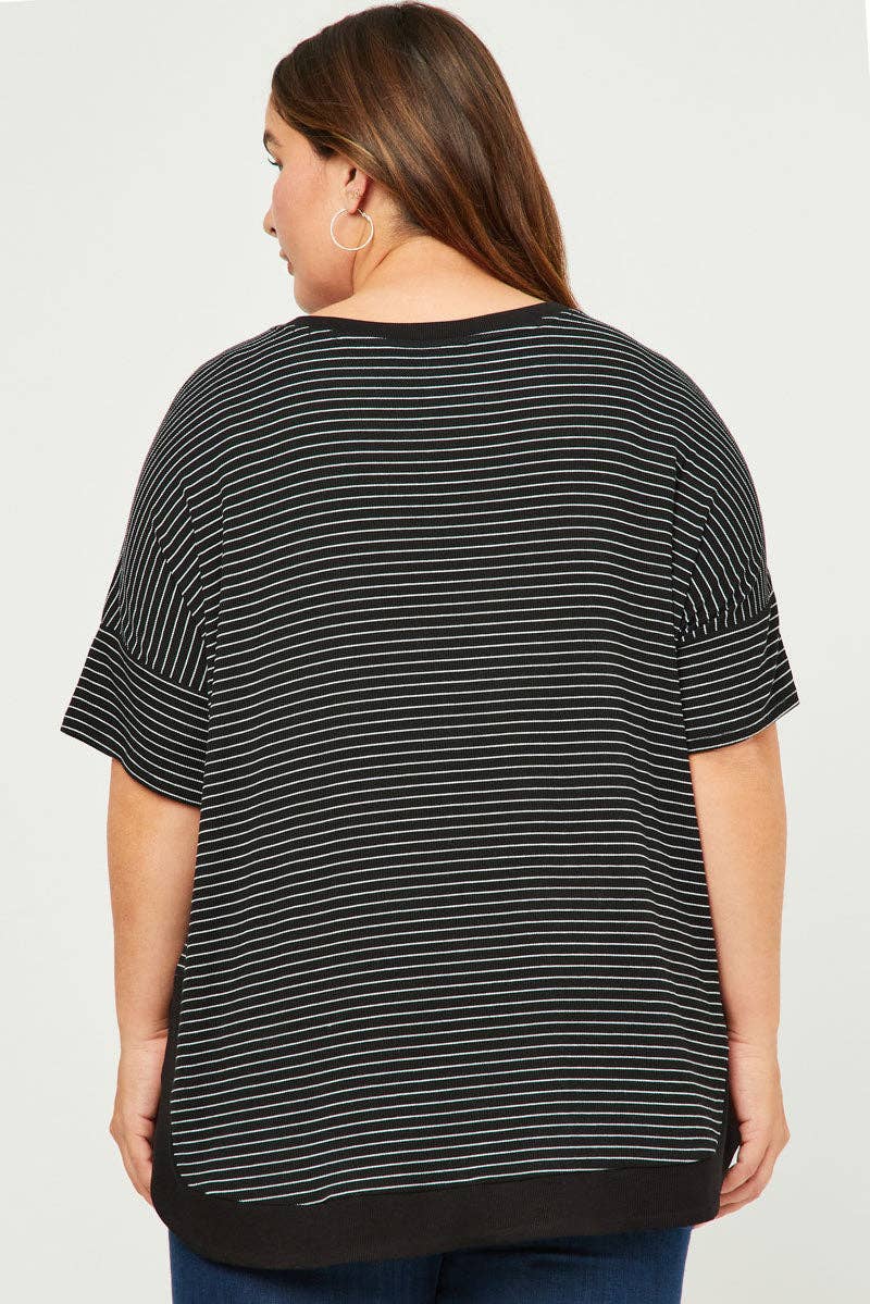 Striped Banded Dolman Top