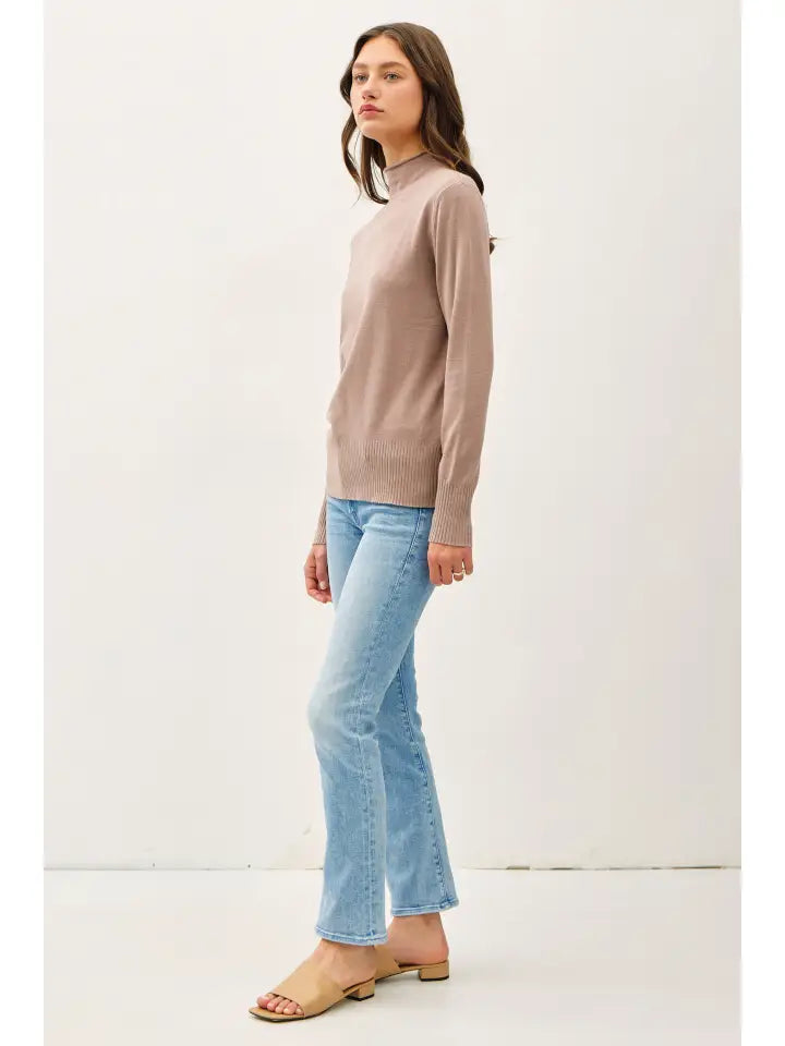 Raw Edge Mock Neck Sweater | Mocha
