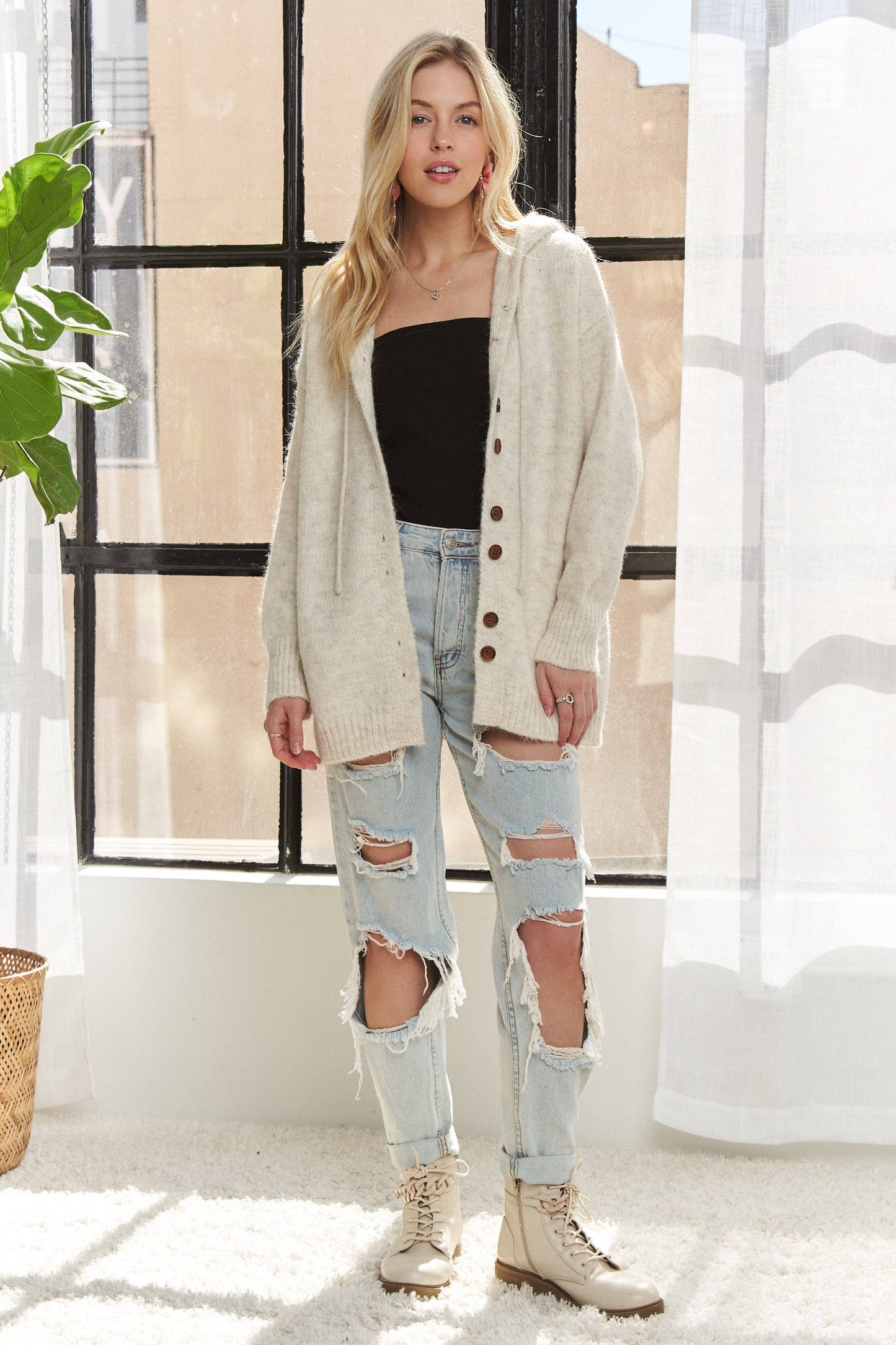 Oversized Button Down Cardigan