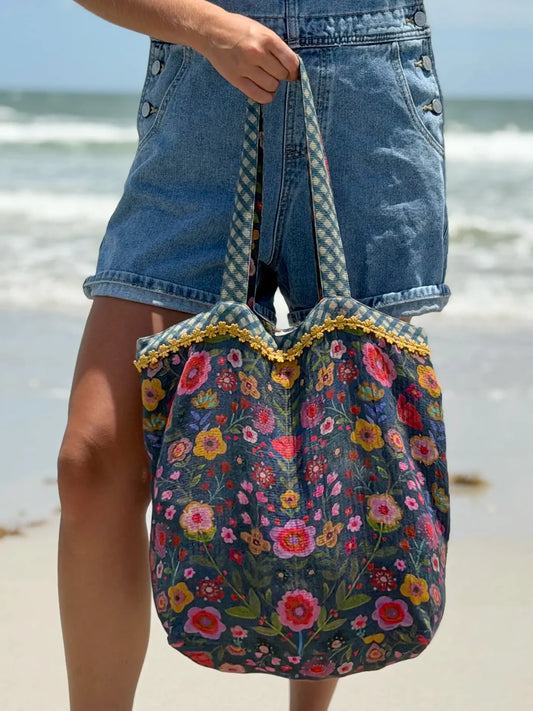 Cotton Gauze Reversible Tote Bag