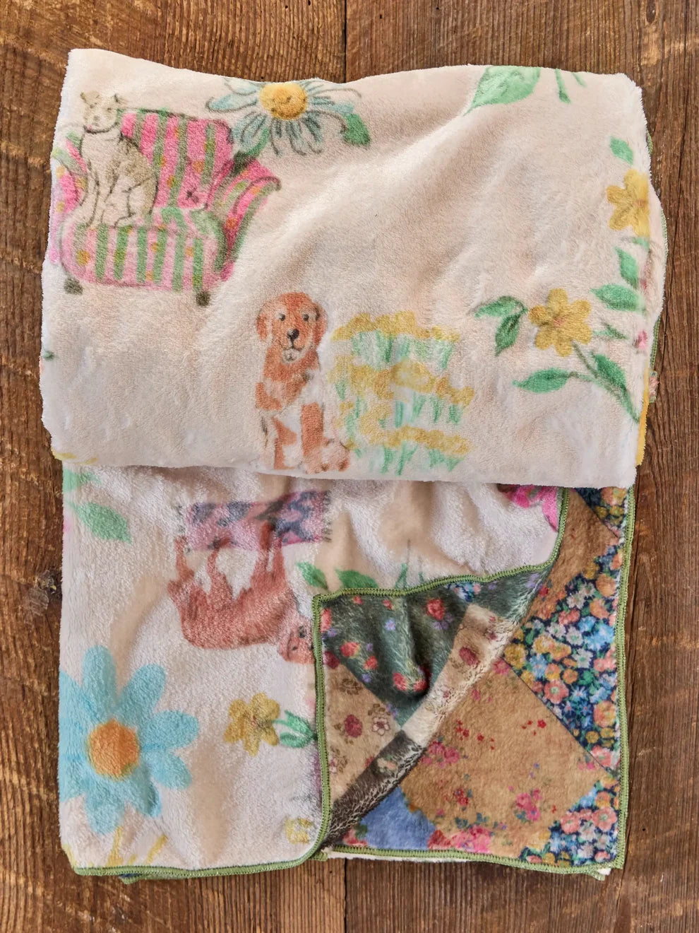 Double-Sided Cozy Throw Blanket |Doggie Doodles Ivory