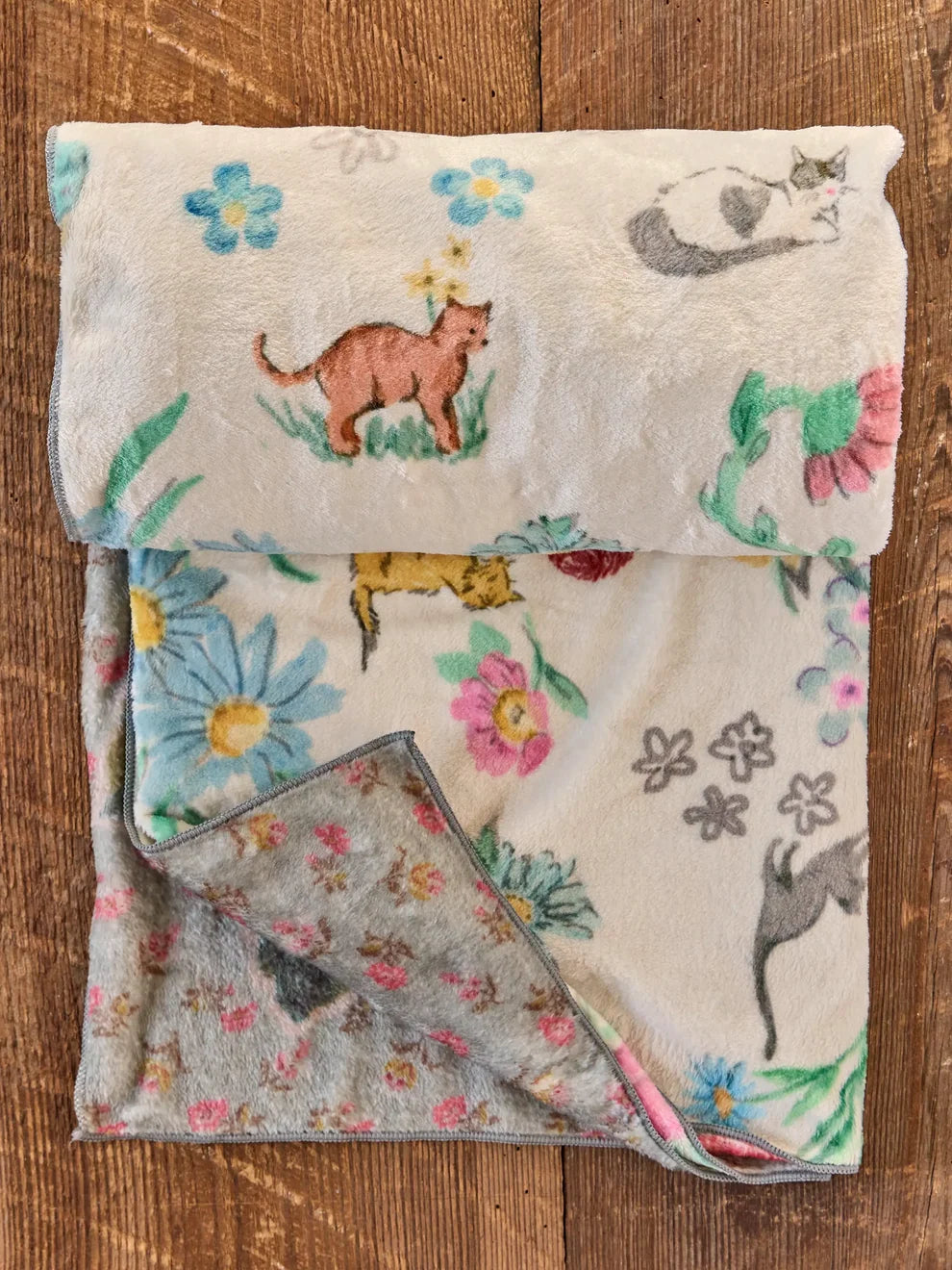 Double-Sided Cozy Throw Blanket | Kitty Doodles