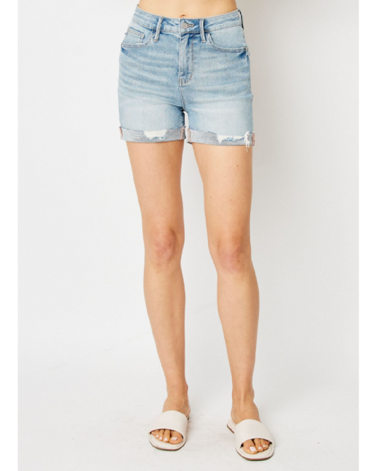 High Waist | Cuffed Cut Off Shorts