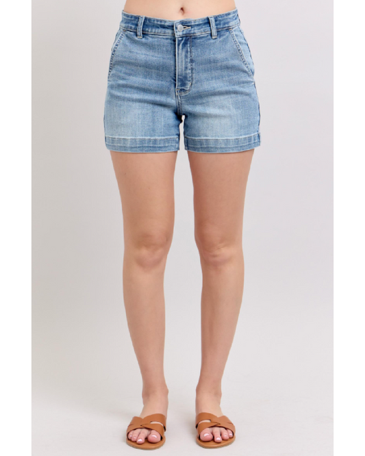High Waist | Denim Trouser Shorts
