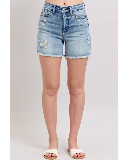 High Waist | Raw Hem Destroy Shorts