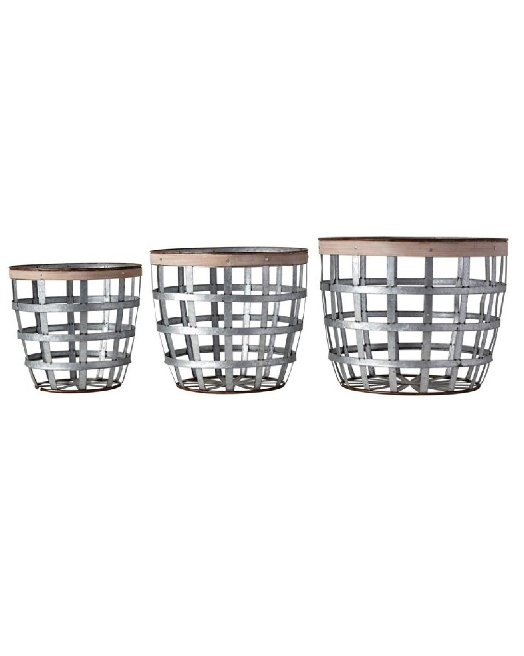 Medium Metal Basket with Wood Strip