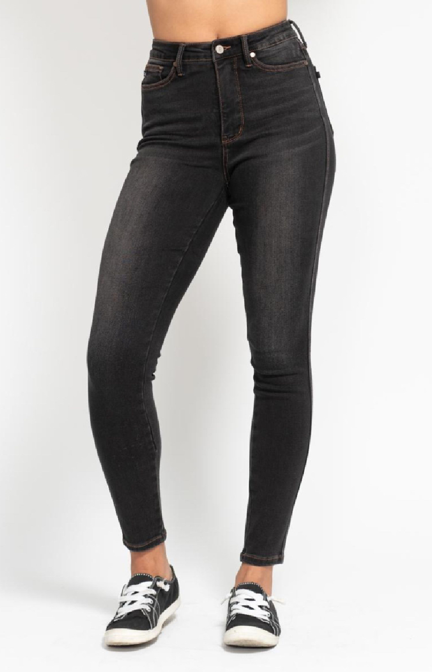 High Waist | Skinny | Tummy Control Black Jeans