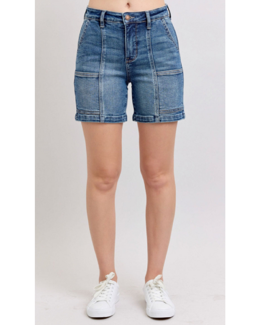 High Waist | Mid Length Utility Shorts