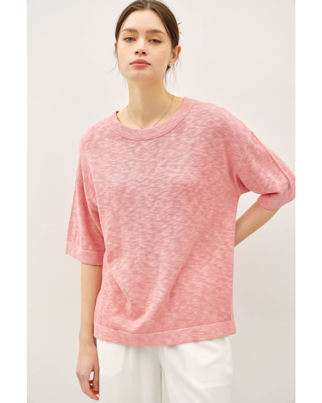 Slub Sweater Top | Rose