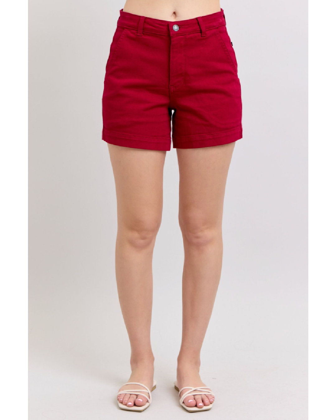 High Waist | Tummy Control Heart Pocket Red Shorts