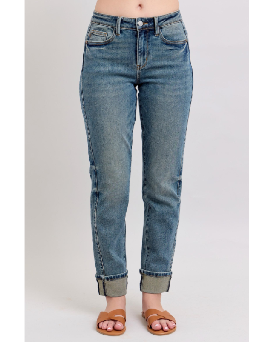 Mid-Rise | Boyfriend | Vintage Wash Side Panel Jeans