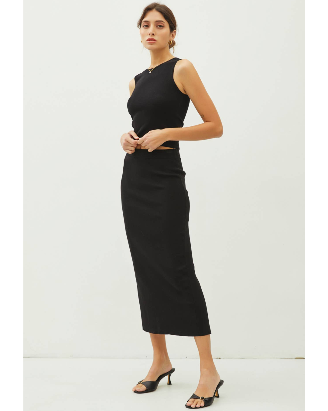 High Rise Midi Skirt