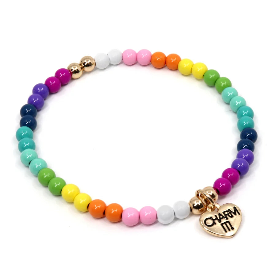 Gold Rainbow Stretch Bead Bracelet